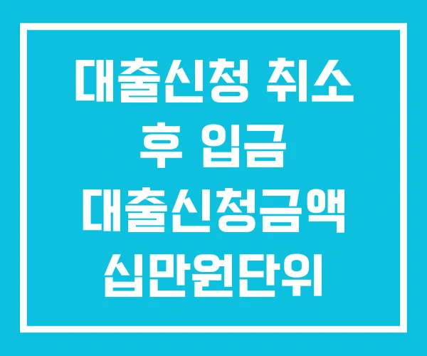 대출신청 취소 후 입금 대출신청금액 십만원단위 대출신청 취소 후 입금 대출신청금액 십만원단위