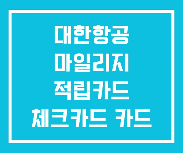 대한항공 마일리지 적립카드 체크카드 카드 비교 대한항공 마일리지 적립카드 체크카드 카드 비교