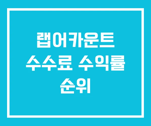랩어카운트 수수료 수익률 순위 랩어카운트 수수료 수익률 순위