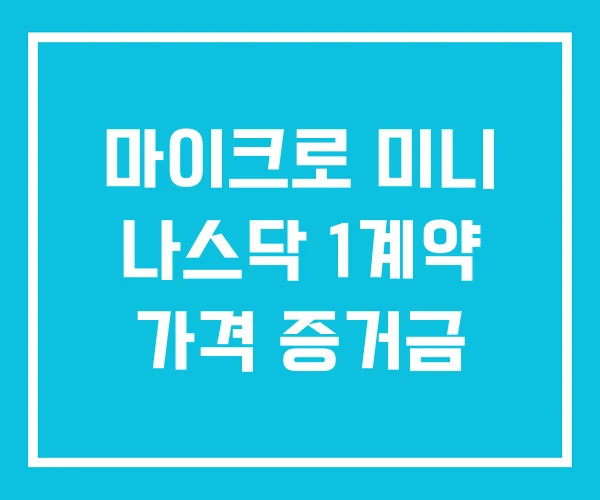마이크로 미니 나스닥 1계약 가격 증거금 마이크로 미니 나스닥 1계약 가격 증거금