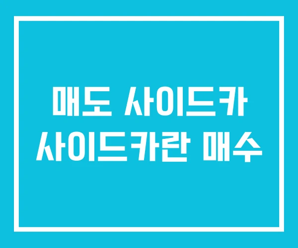 매도 사이드카 사이드카란 매수 매도 사이드카 사이드카란 매수