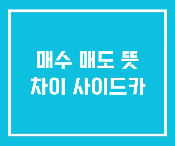 매수 매도 뜻 차이 사이드카 매수 매도 뜻 차이 사이드카