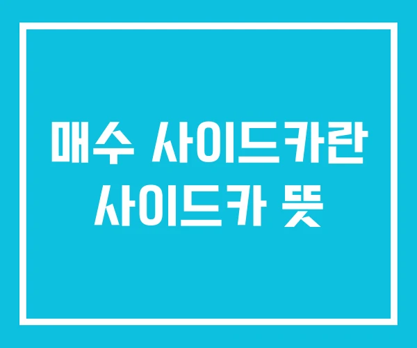 매수 사이드카란 사이드카 뜻 매수 사이드카란 사이드카 뜻