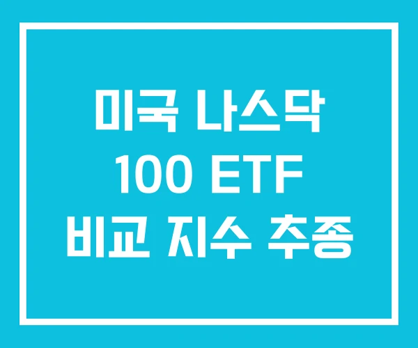 미국 나스닥 100 ETF 비교 지수 추종 미국 나스닥 100 ETF 비교 지수 추종
