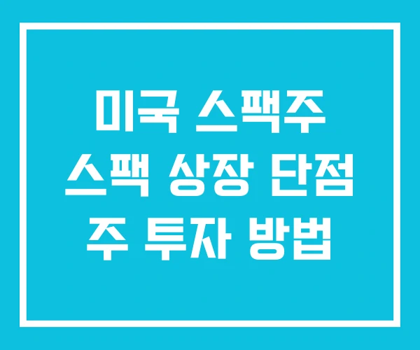 미국 스팩주 스팩 상장 단점 주 투자 방법 미국 스팩주 스팩 상장 단점 주 투자 방법