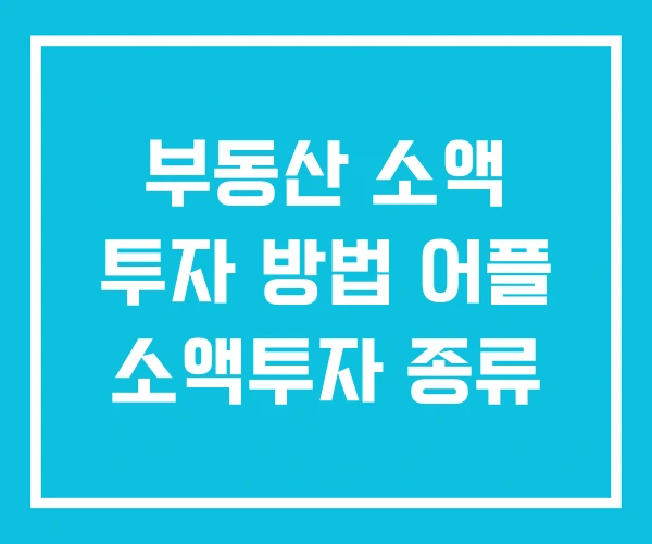 부동산 소액 투자 방법 어플 소액투자 종류 부동산 소액 투자 방법 어플 소액투자 종류