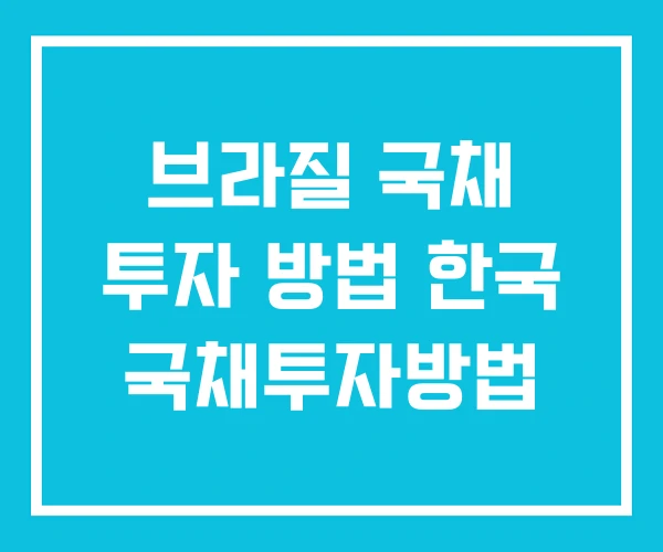브라질 국채 투자 방법 한국 국채투자방법 브라질 국채 투자 방법 한국 국채투자방법