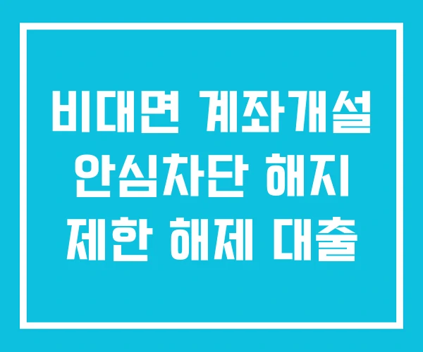 비대면 계좌개설 안심차단 해지 제한 해제 대출 비대면 계좌개설 안심차단 해지 제한 해제 대출