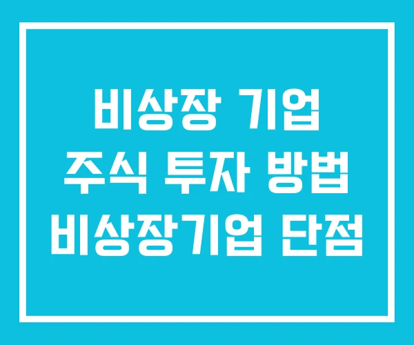 비상장 기업 주식 투자 방법 비상장기업 단점 비상장 기업 주식 투자 방법 비상장기업 단점