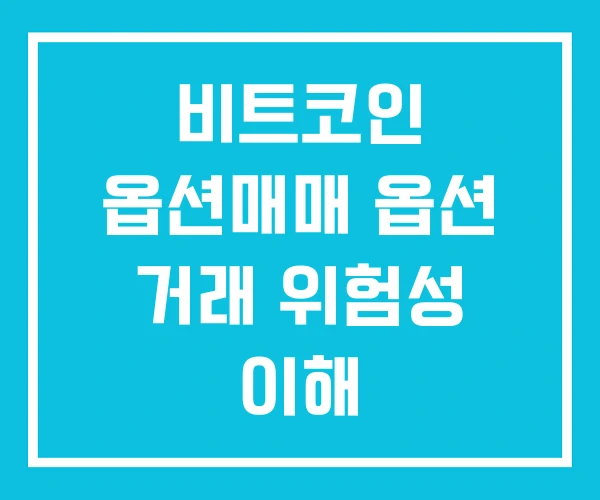 비트코인 옵션매매 옵션 거래 위험성 이해 비트코인 옵션매매 옵션 거래 위험성 이해