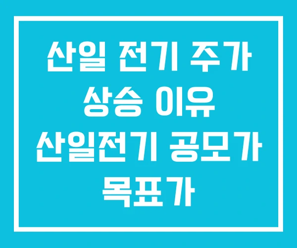 산일 전기 주가 상승 이유 산일전기 공모가 목표가 산일 전기 주가 상승 이유 산일전기 공모가 목표가