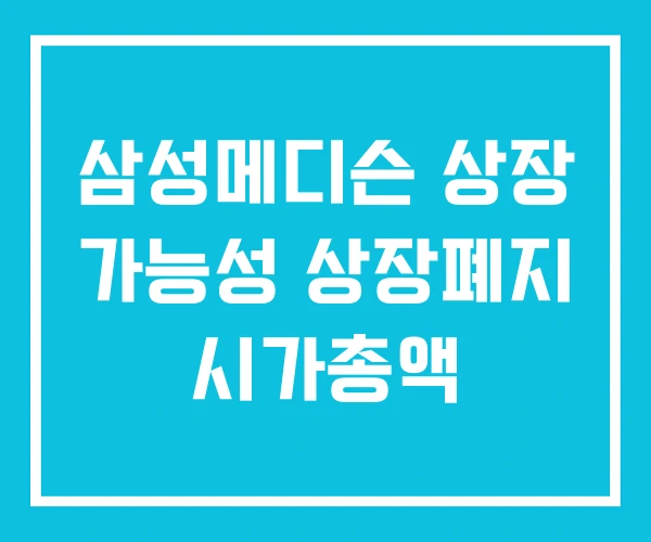 삼성메디슨 상장 가능성 상장폐지 시가총액 삼성메디슨 상장 가능성 상장폐지 시가총액