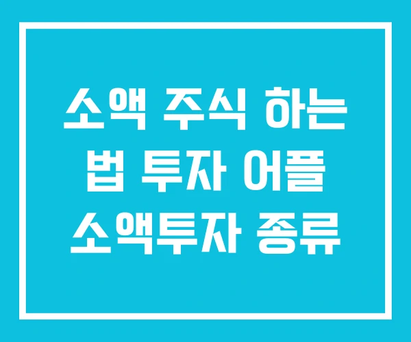 소액 주식 하는 법 투자 어플 소액투자 종류 소액 주식 하는 법 투자 어플 소액투자 종류