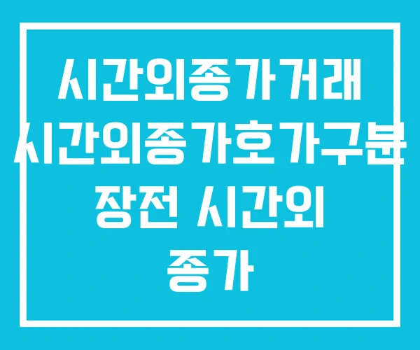 시간외종가거래 시간외종가호가구분 장전 시간외 종가 시간외종가거래 시간외종가호가구분 장전 시간외 종가