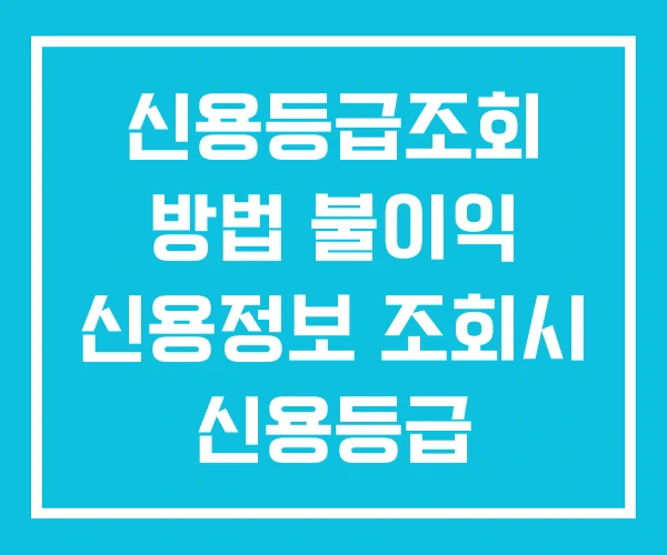 신용등급조회 방법 불이익 신용정보 조회시 신용등급 신용등급조회 방법 불이익 신용정보 조회시 신용등급