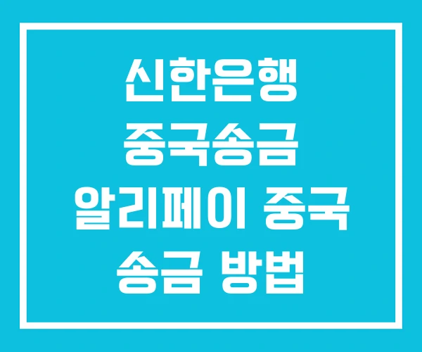 신한은행 중국송금 알리페이 중국 송금 방법 신한은행 중국송금 알리페이 중국 송금 방법