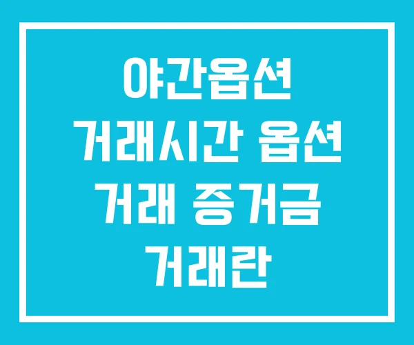 야간옵션 거래시간 옵션 거래 증거금 거래란 야간옵션 거래시간 옵션 거래 증거금 거래란