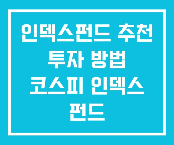 인덱스펀드 추천 투자 방법 코스피 인덱스 펀드 인덱스펀드 추천 투자 방법 코스피 인덱스 펀드