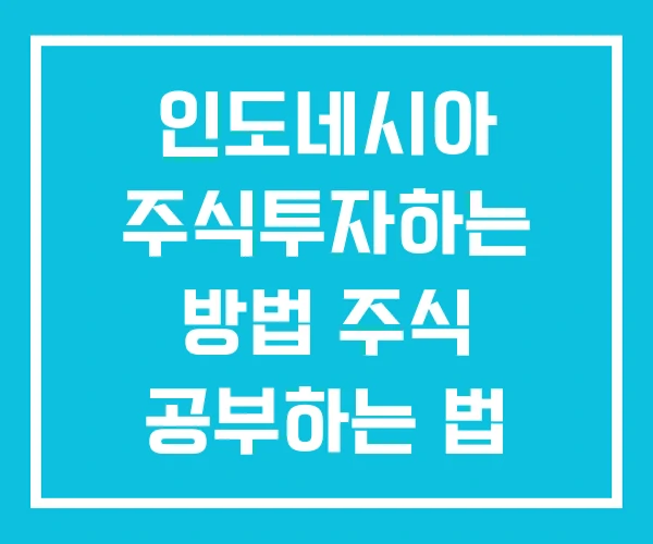 인도네시아 주식투자하는 방법 주식 공부하는 법 투자 입문 인도네시아 주식투자하는 방법 주식 공부하는 법 투자 입문