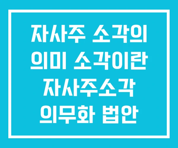 자사주 소각의 의미 소각이란 자사주소각 의무화 법안 자사주 소각의 의미 소각이란 자사주소각 의무화 법안