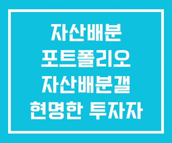 자산배분 포트폴리오 자산배분갤 현명한 투자자 자산배분 포트폴리오 자산배분갤 현명한 투자자