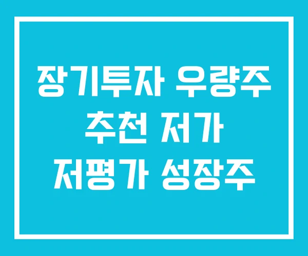 장기투자 우량주 추천 저가 저평가 성장주 장기투자 우량주 추천 저가 저평가 성장주