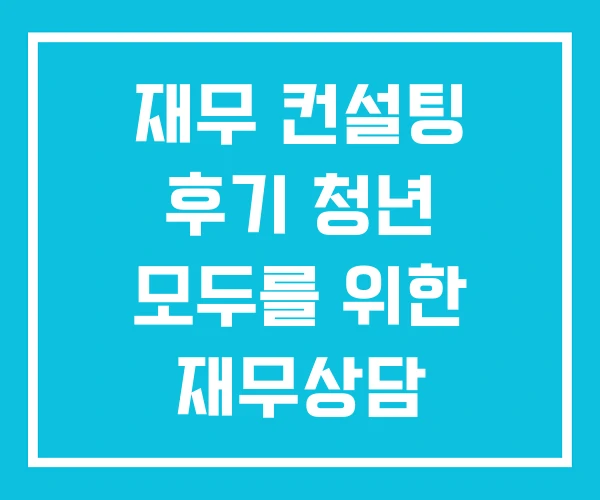 재무 컨설팅 후기 청년 모두를 위한 재무상담 재무 컨설팅 후기 청년 모두를 위한 재무상담