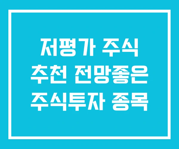 저평가 주식 추천 전망좋은 주식투자 종목 저평가 주식 추천 전망좋은 주식투자 종목