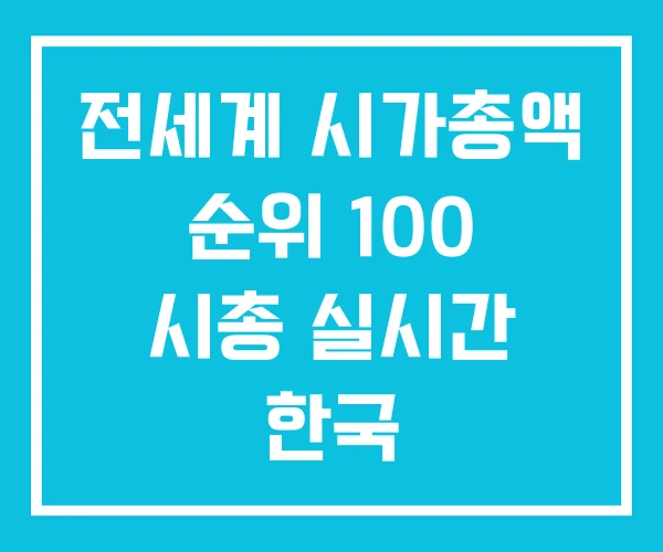 전세계 시가총액 순위 100 시총 실시간 한국 전세계 시가총액 순위 100 시총 실시간 한국