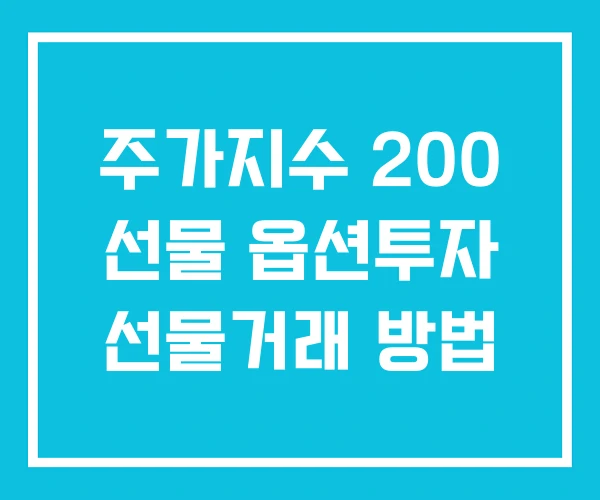 주가지수 200 선물 옵션투자 선물거래 방법 주가지수 200 선물 옵션투자 선물거래 방법