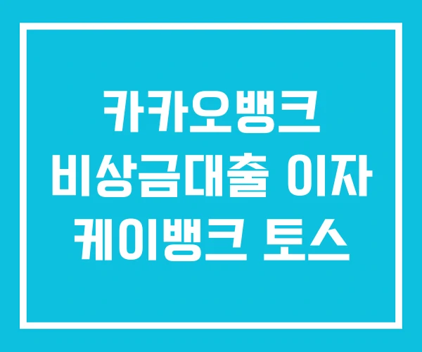 카카오뱅크 비상금대출 이자 케이뱅크 토스 카카오뱅크 비상금대출 이자 케이뱅크 토스